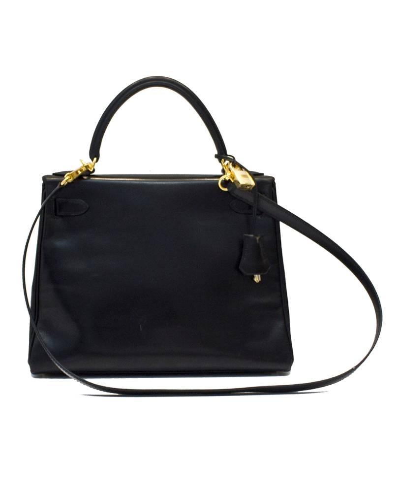 Hermes Black Box Supple Leather 28 cm Kelly Bag, 2005 In Excellent Condition In Toronto, Ontario