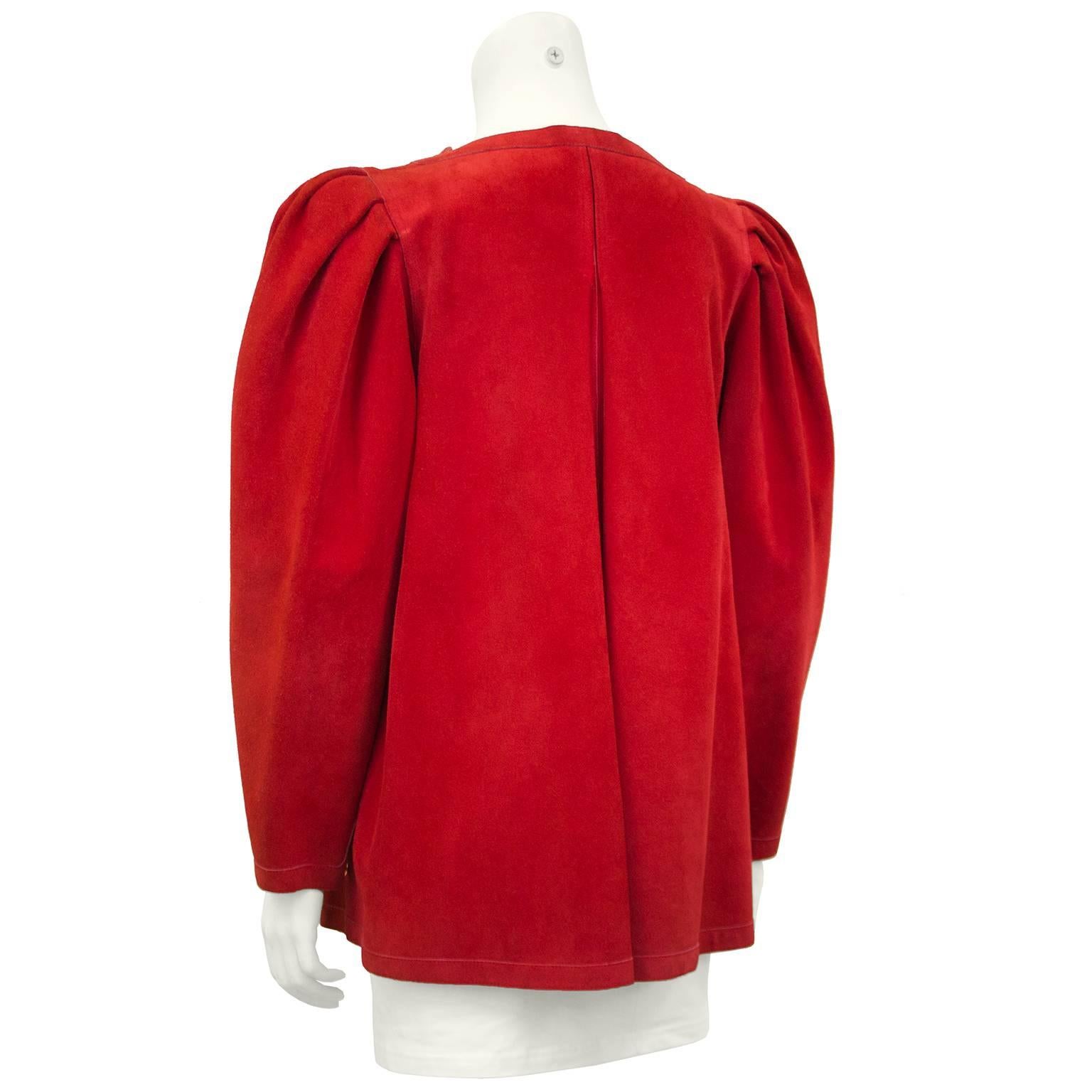 1980s Jean Muir Red Suede Jacket  In Excellent Condition In Toronto, Ontario