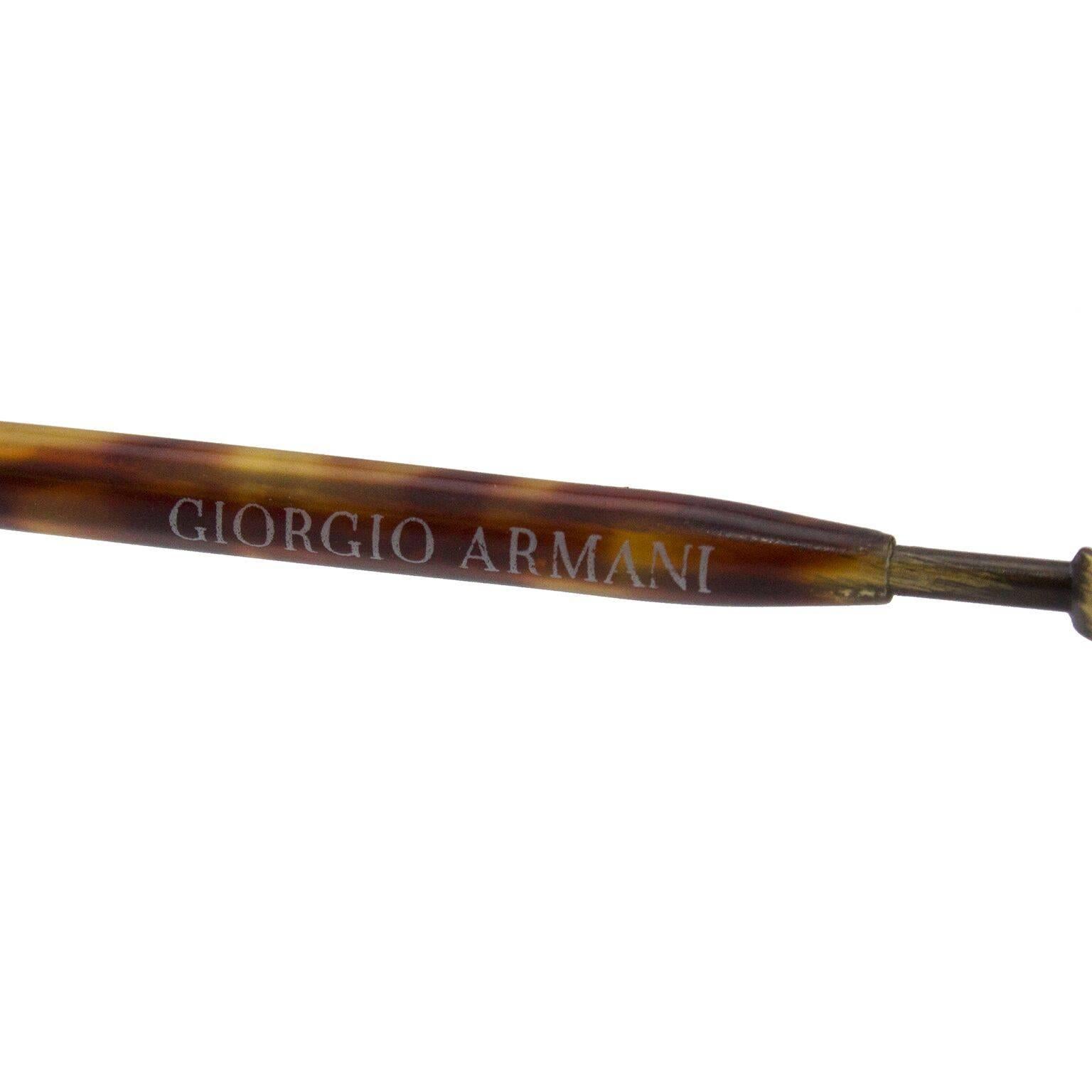Women's or Men's 1990s Giorgio Armani Brown Round Sunglasses 