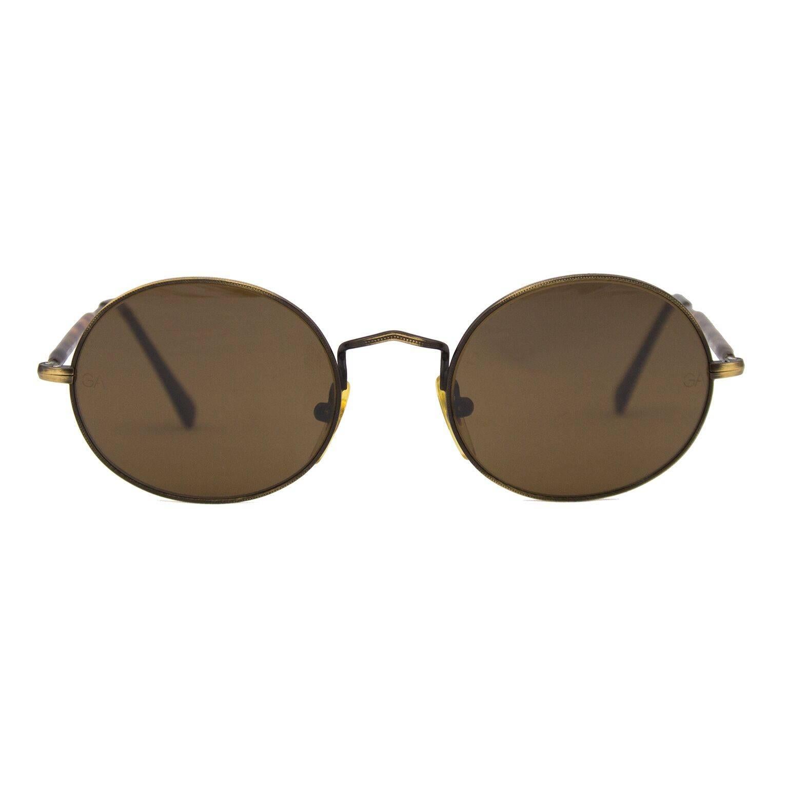Gray 1990s Giorgio Armani Brown Round Sunglasses 