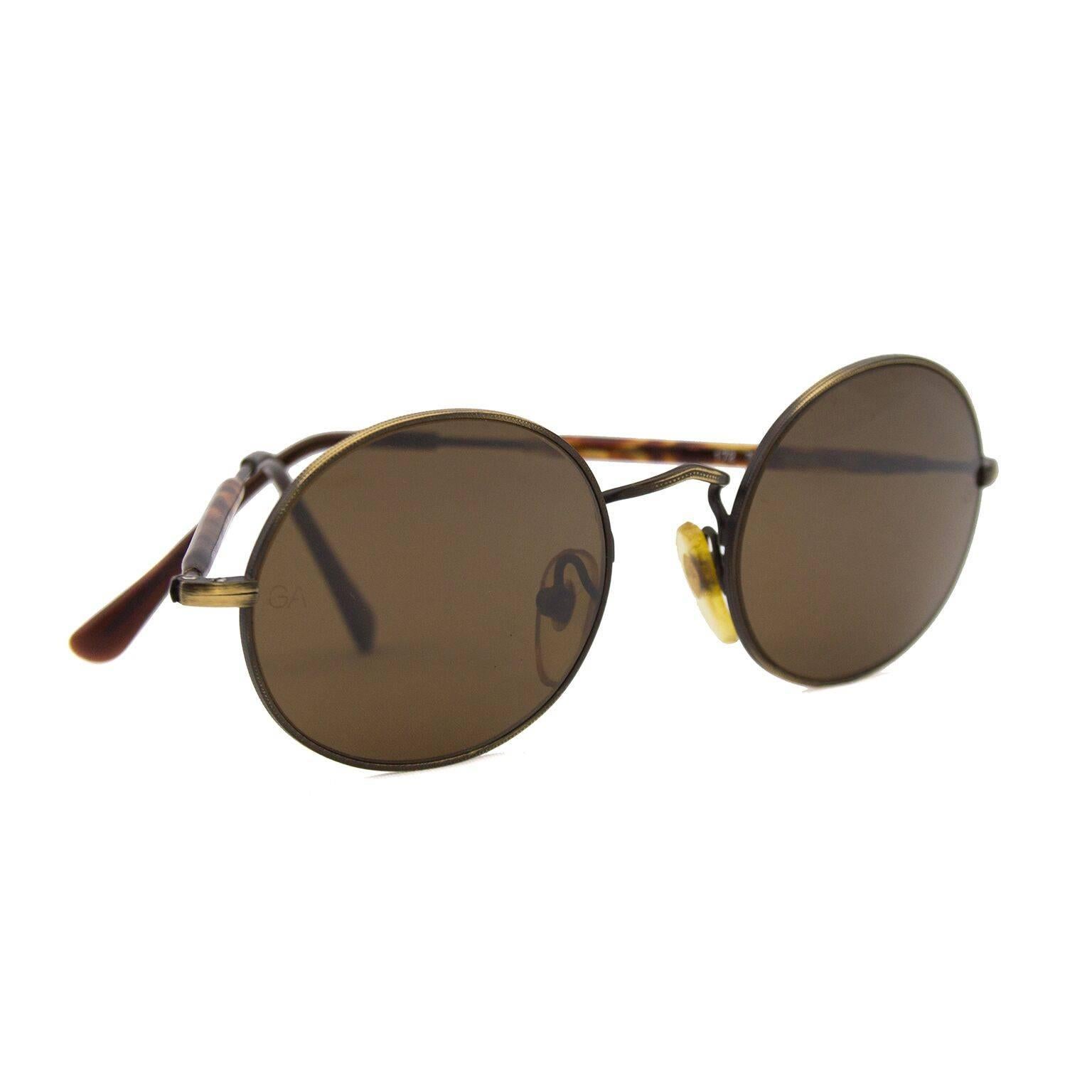 1990s Giorgio Armani Brown Round Sunglasses  In Excellent Condition In Toronto, Ontario