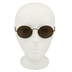 1990s Giorgio Armani Brown Round Sunglasses 