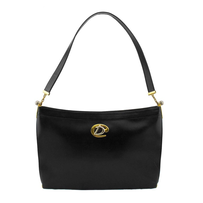1960s Christian Dior Black Leather Handbag at 1stDibs