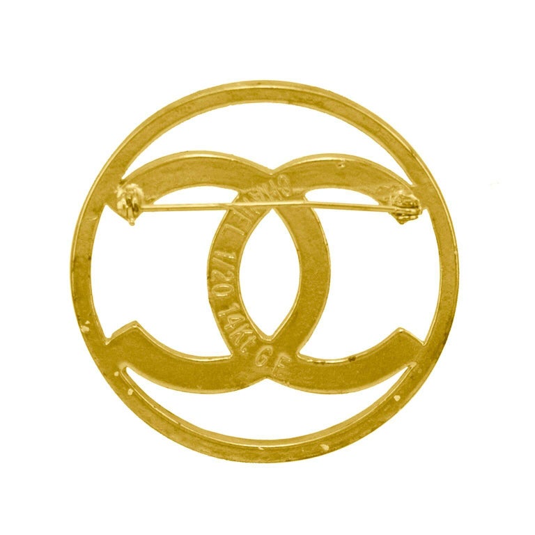 Early 1980s Chanel 14kt Filled Gold CC logo Pin at 1stDibs | chanel ...
