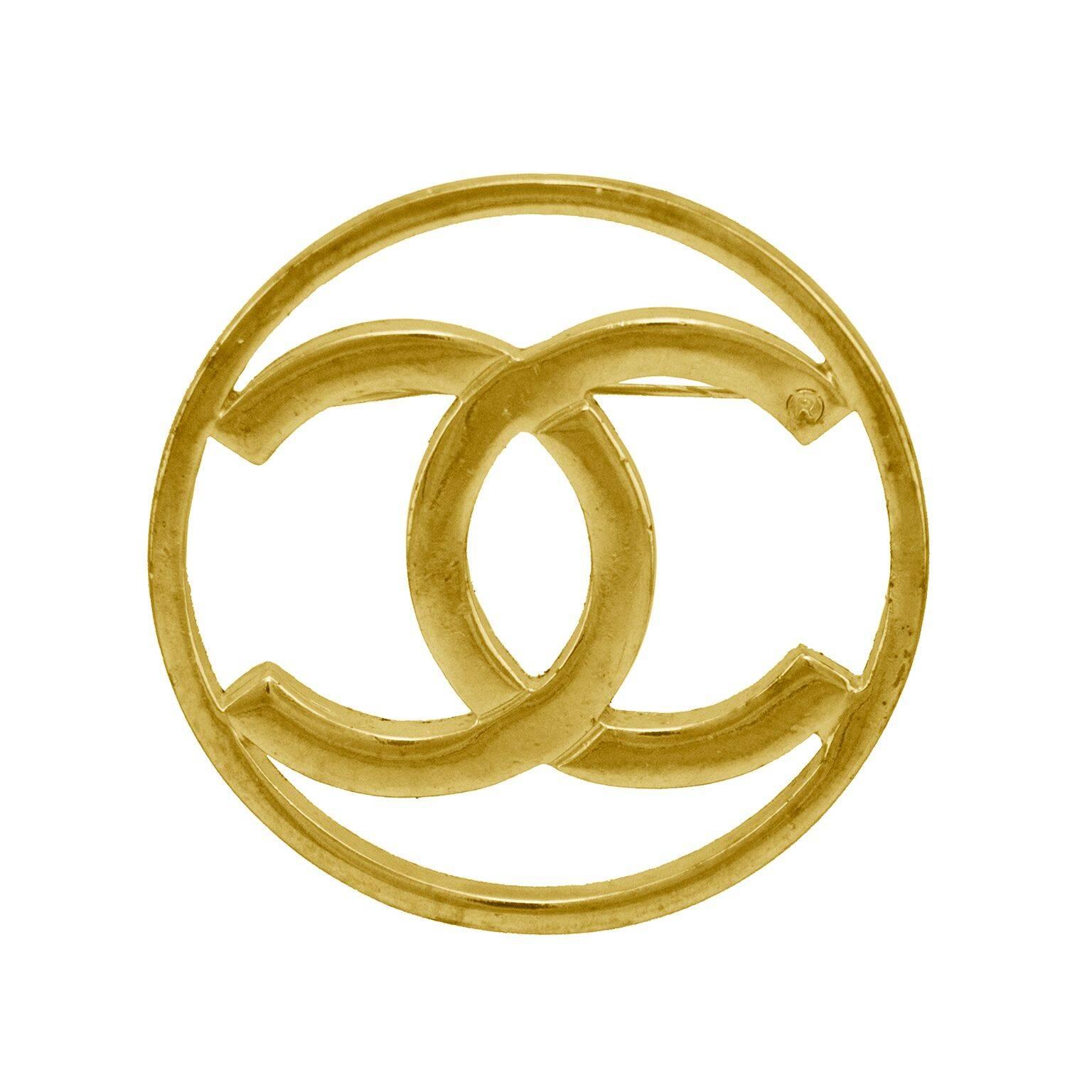 Early 1980s Chanel 14kt Filled Gold CC logo Pin