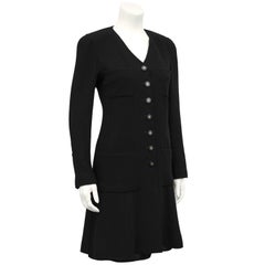 Autumn 1994 Chanel Black Wool Coat Dress and Skirt Ensemble