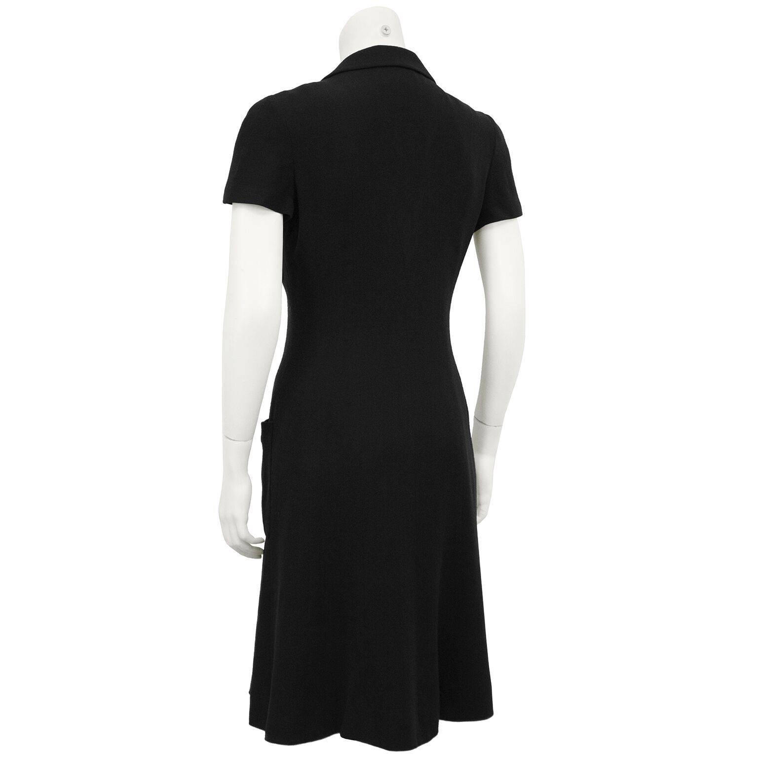 Autumn 1996 Chanel Black Double Breasted Shirt Dress  In Excellent Condition In Toronto, Ontario