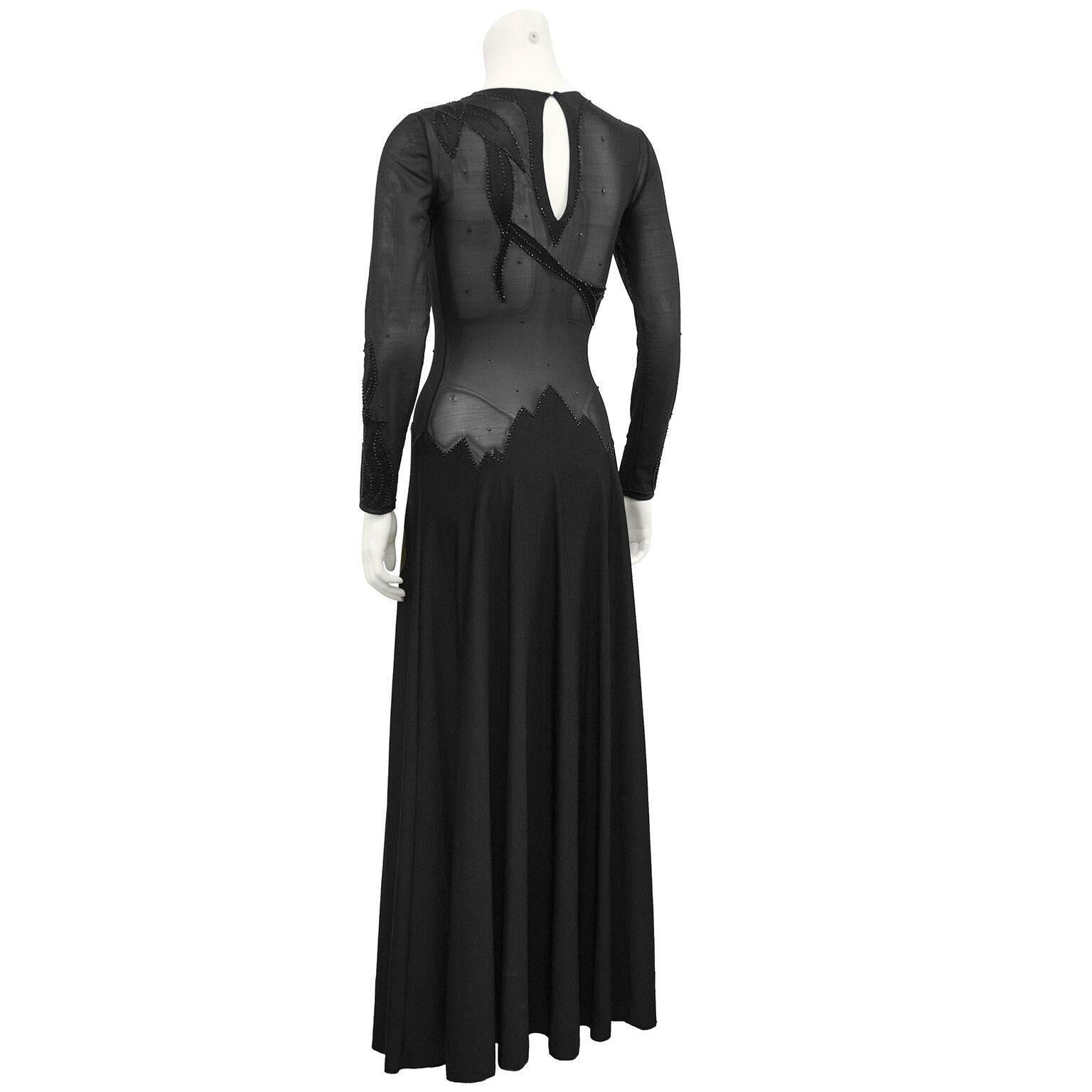 Early 1970s Giorgio Di Sant’Angelo Black Illusion Gown  In Excellent Condition In Toronto, Ontario