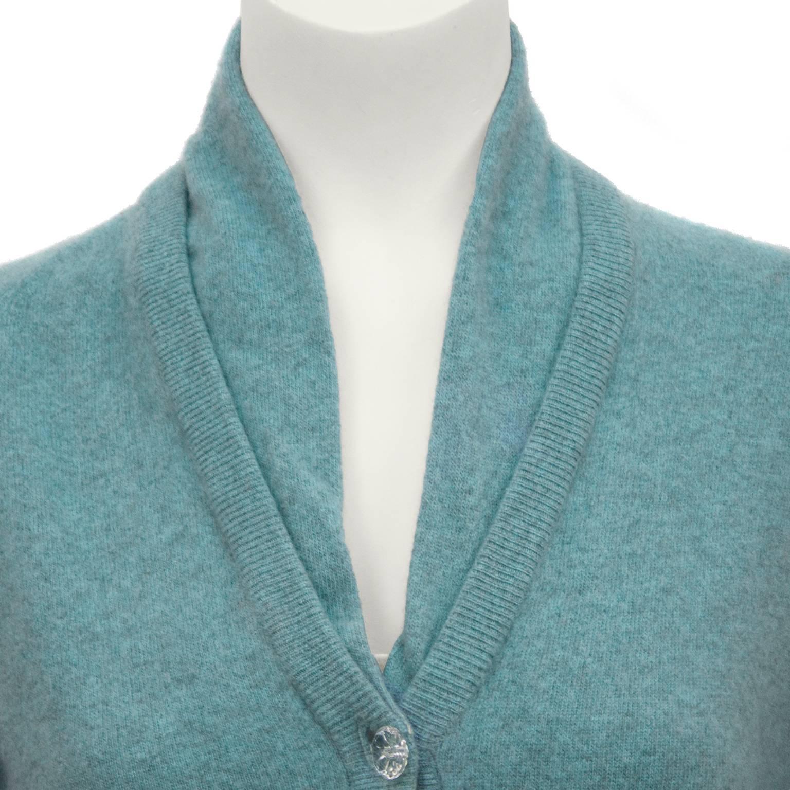 1950s Ballantyne Designed by Bonnie Cashin Teal Cashmere Cardigan In Excellent Condition In Toronto, Ontario