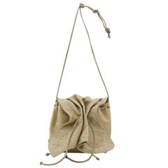 Carlos Falchi Beige Straußenmini-Tasche, 1980er Jahre