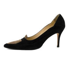 1990s Manolo Blahnik Black and Brown Suede Pumps