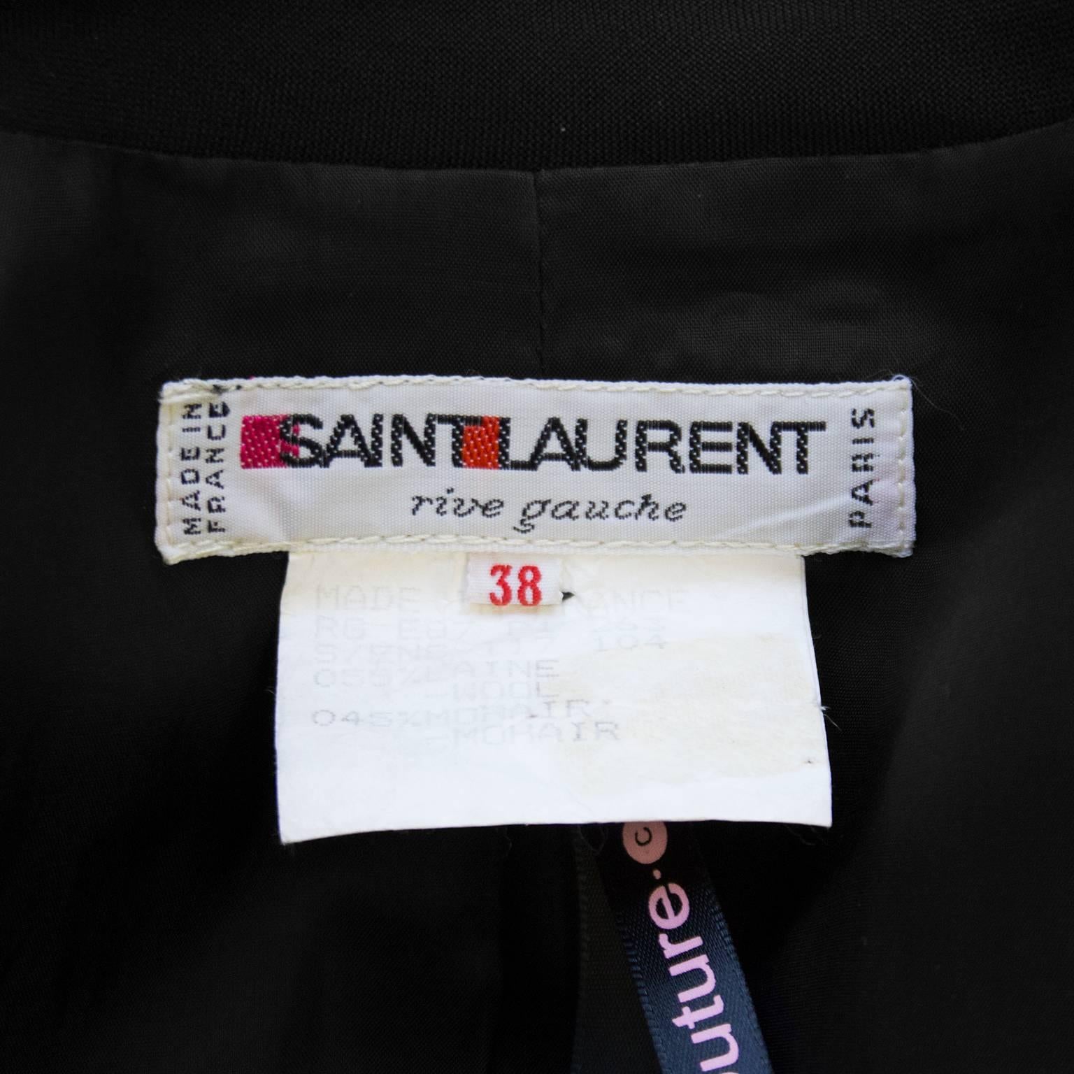 Women's 1980s Yves Saint Laurent/YSL Black Skirt Suit with Peplum For Sale