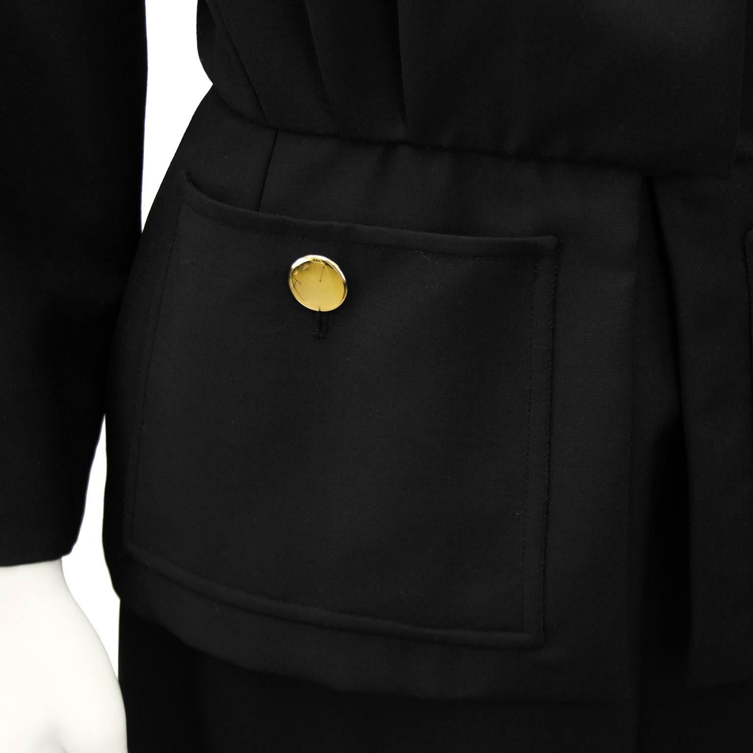 1980s Yves Saint Laurent/YSL Black Skirt Suit with Peplum In Excellent Condition For Sale In Toronto, Ontario