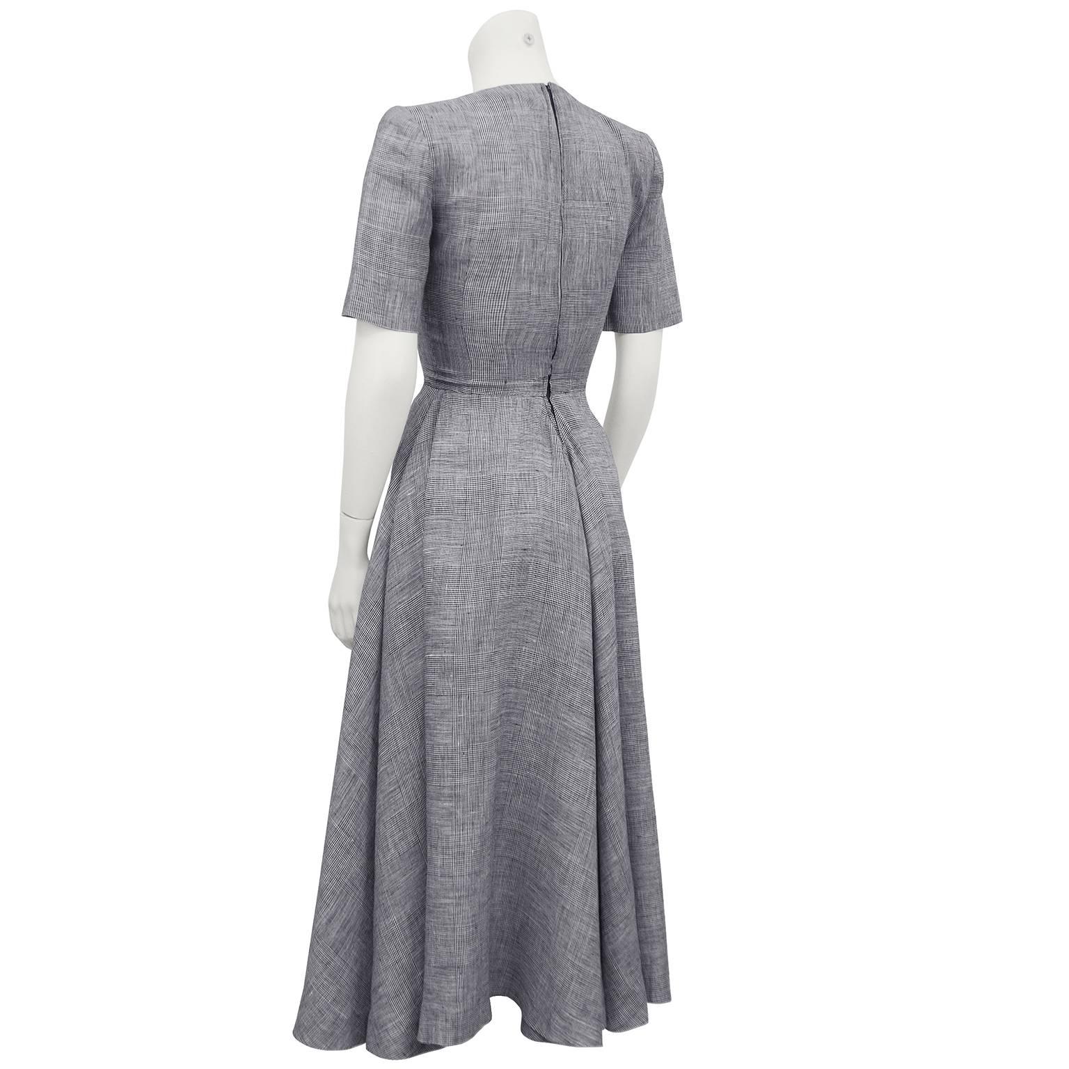 Lanvin Gray Lace Up Front Day Dress, 1970s  In Excellent Condition In Toronto, Ontario