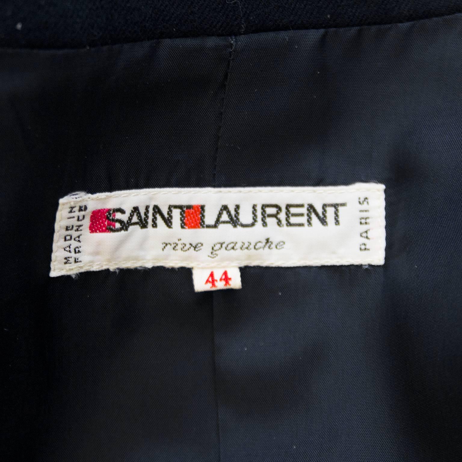 1980s YSL Yves Saint Laurent Navy Wool Blazer 1