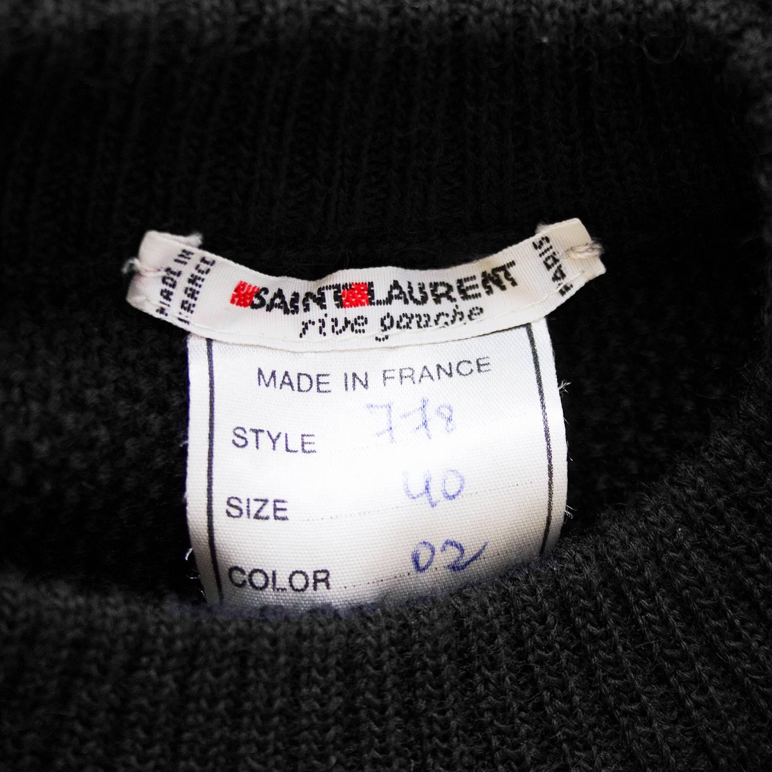YSL Yves Saint Laurent 1980.s Black Cotton Knit  2