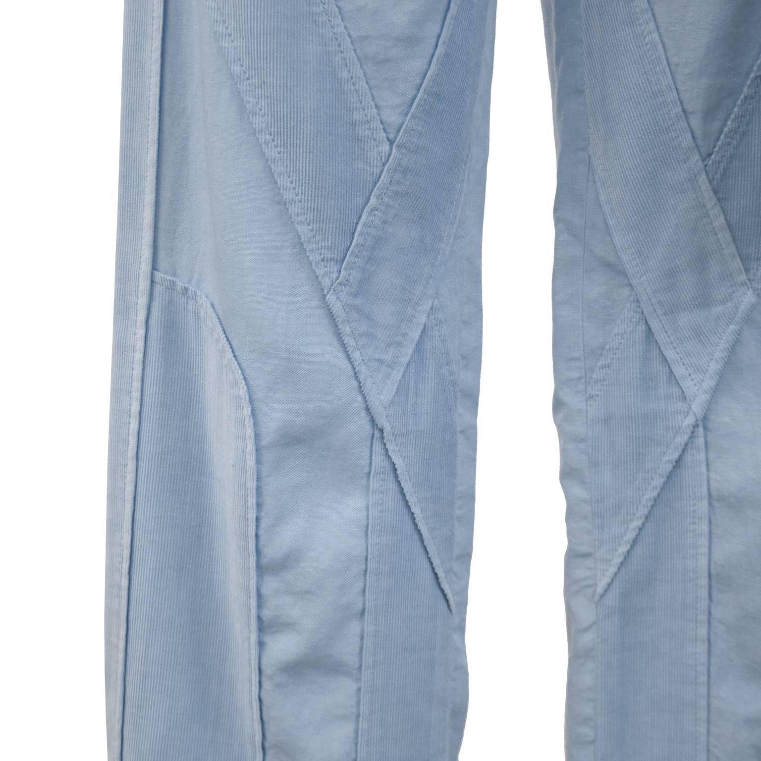 Balenciaga by Nicolas Ghesquière Blue Cotton and Corduroy Cargo Pants, S/S 2002  In Excellent Condition In Toronto, Ontario