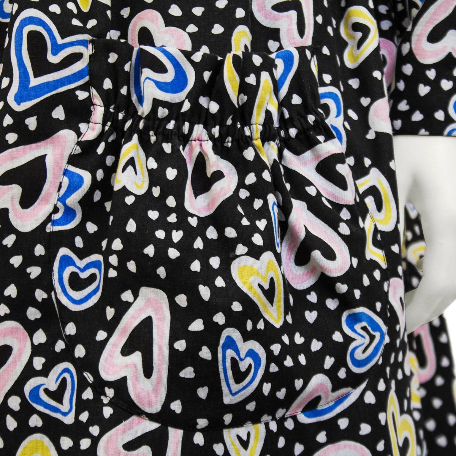 Victor Costa Heart Print Cocktail Dress, 1980s  1