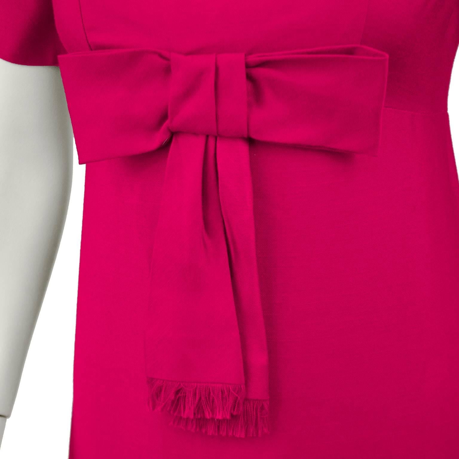 Fuchsia Empire Gown with Bow, 1960s  In Excellent Condition In Toronto, Ontario