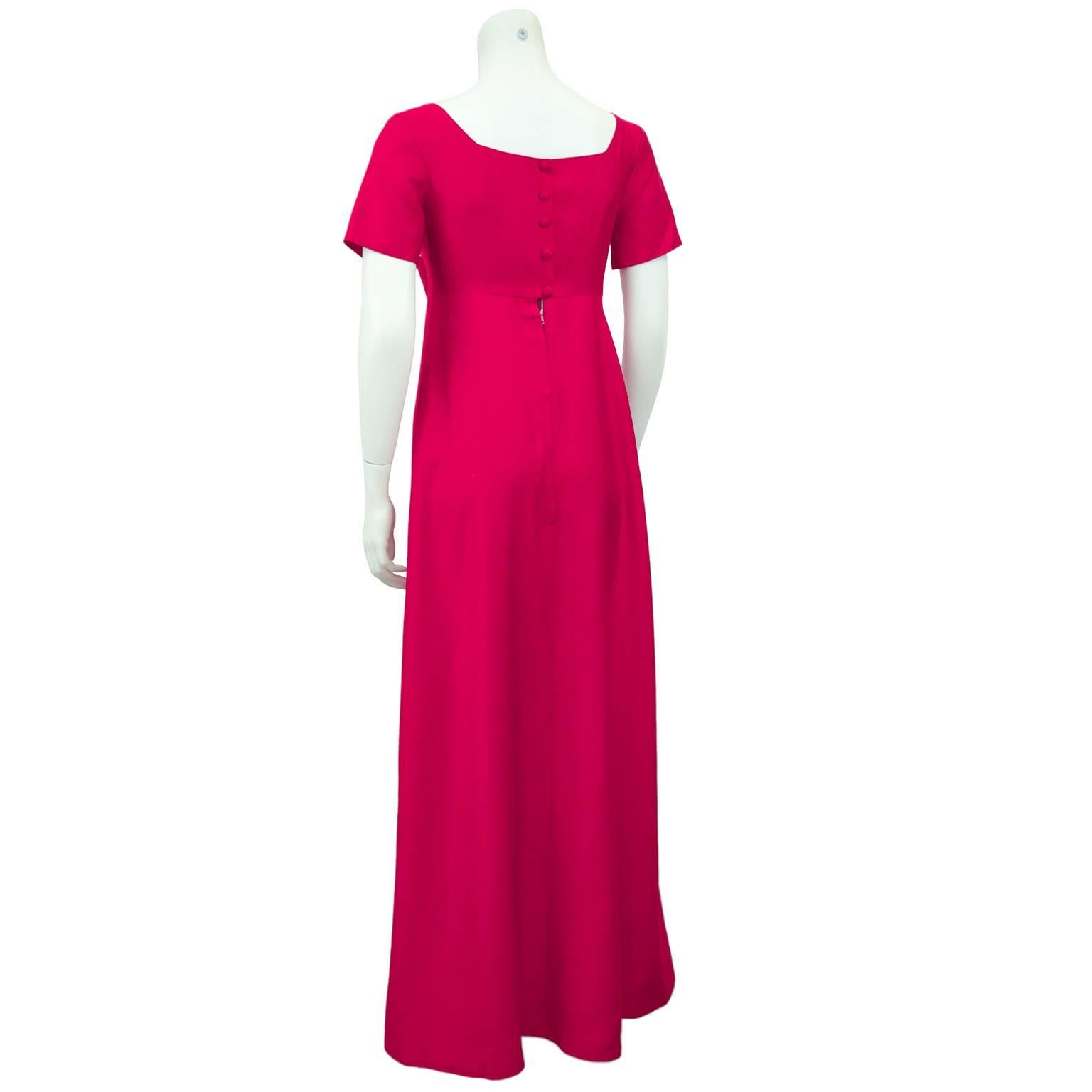 Red Fuchsia Empire Gown with Bow, 1960s 