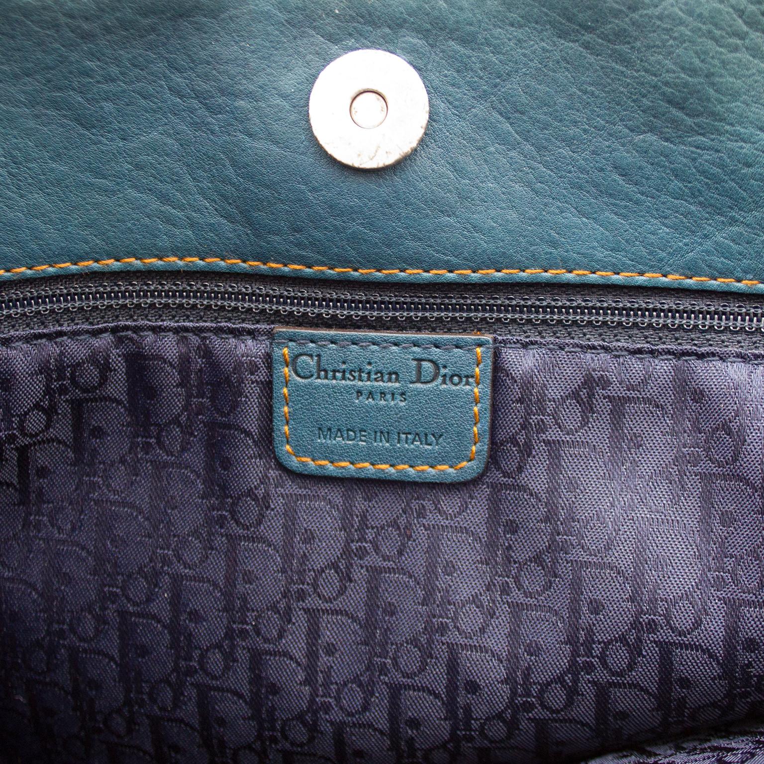 S/S 2006 Dior Double Gaucho Teal Blue Leather Saddle bag 1