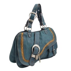 S/S 2006 Dior Double Gaucho Teal Blue Leather Saddle bag