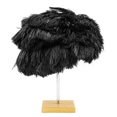 1950s Yves Saint Laurent for Christian Dior Black Feather Hat