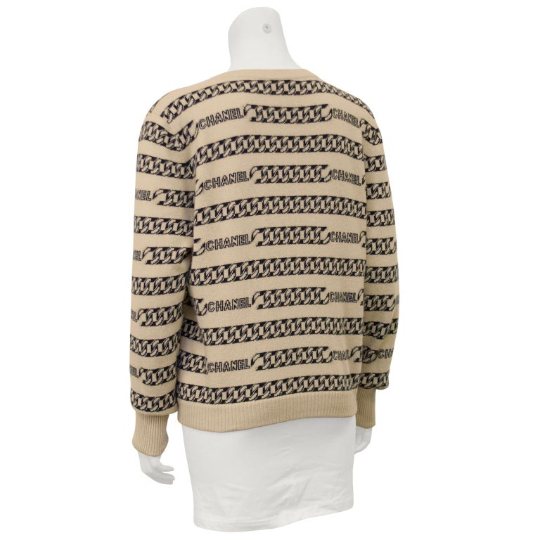 Chanel Cashmere Intarsia Chain Pattern Cardigan at 1stDibs | chanel ...