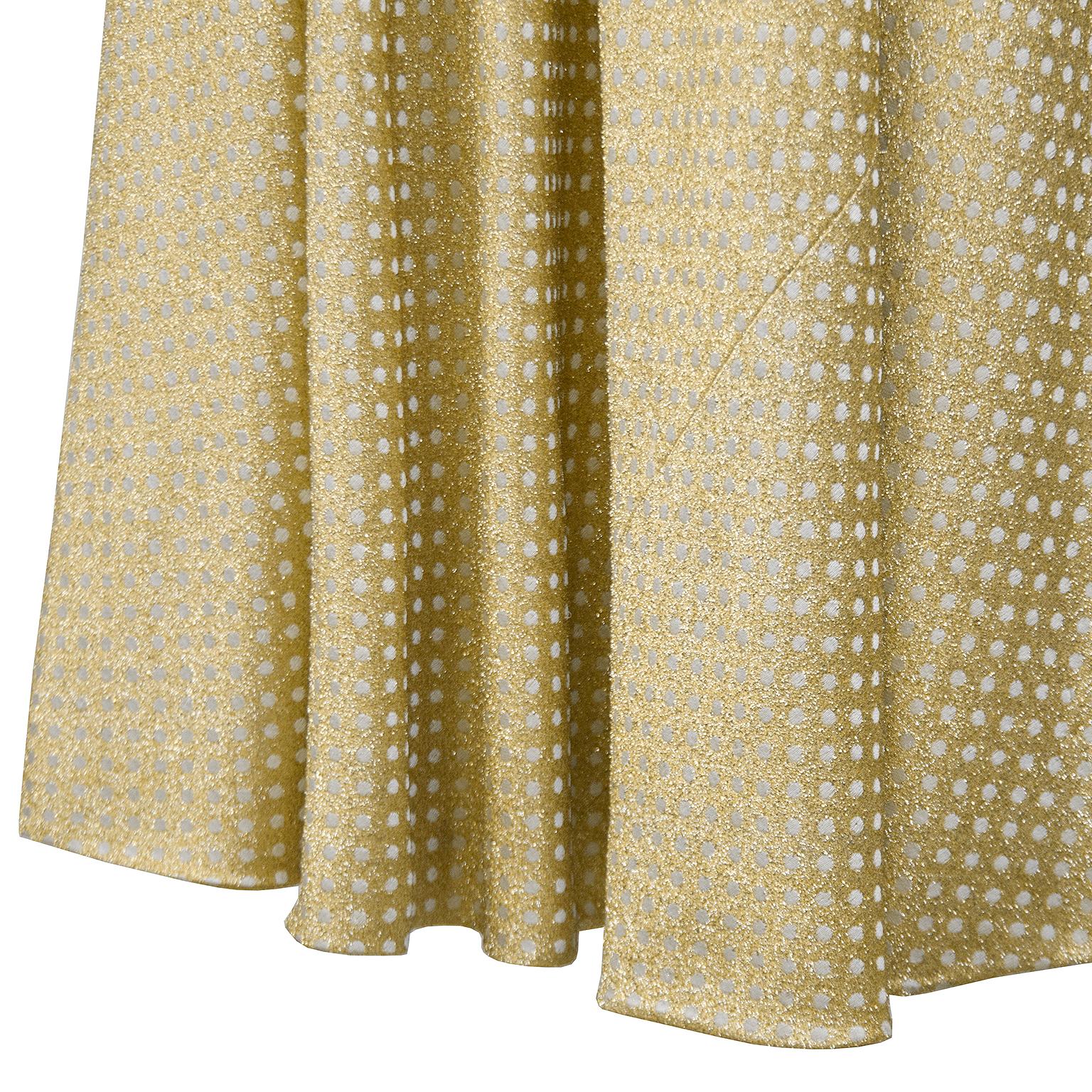 Women's 1970's Geoffrey Beene Gold Metallic Knit Dress w Pearls For Sale