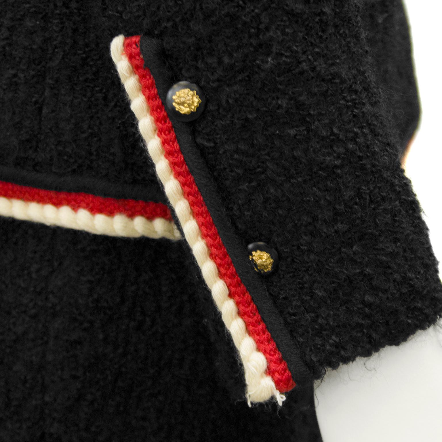 Chanel Black Red and White Boucle Skirt Suit, 1980s  In Excellent Condition In Toronto, Ontario