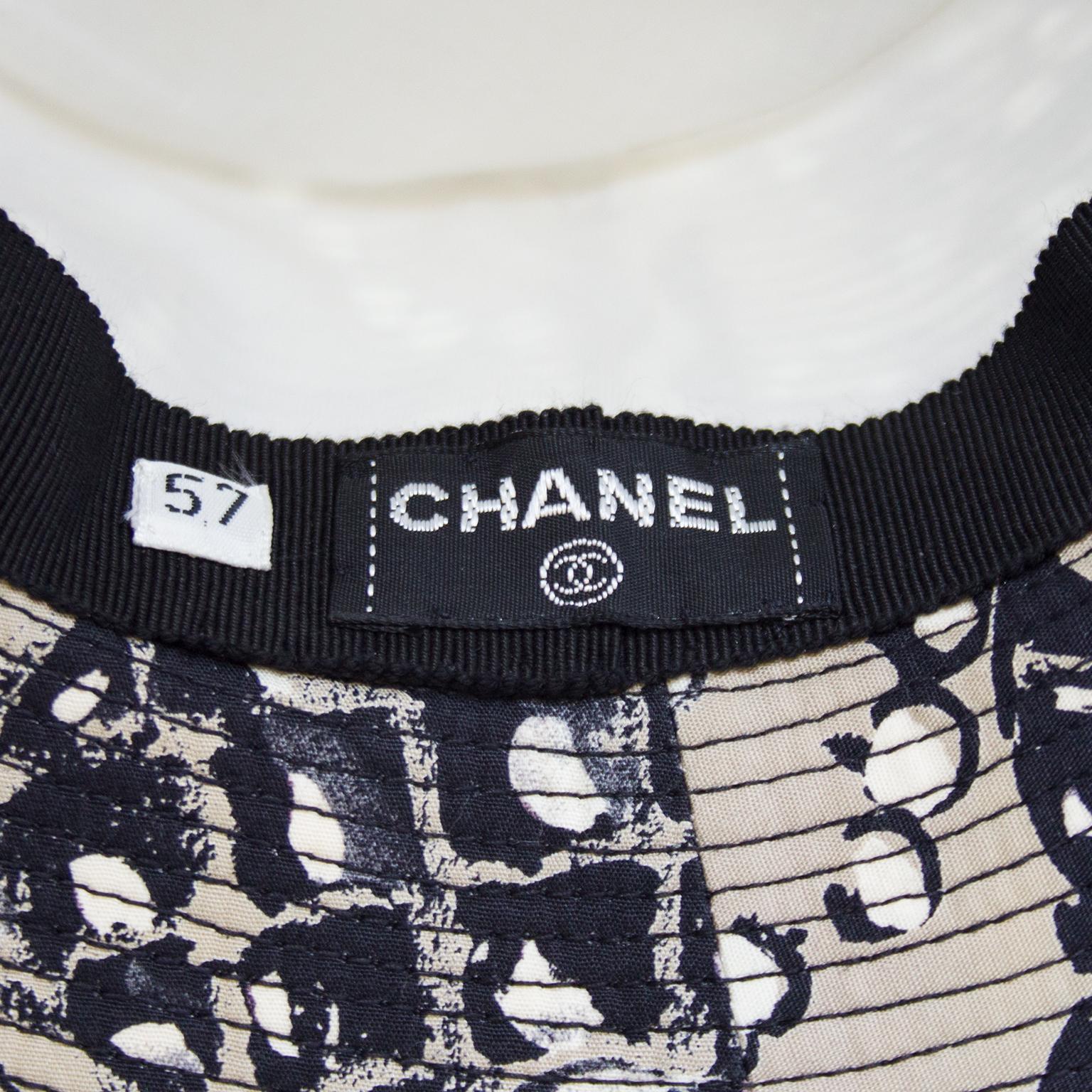 Gray Chanel 2000's Cotton Bucket Hat with Camelias