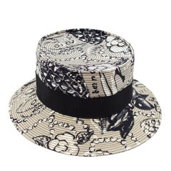 Chapeau seau en coton Chanel des années 2000 avec camélias