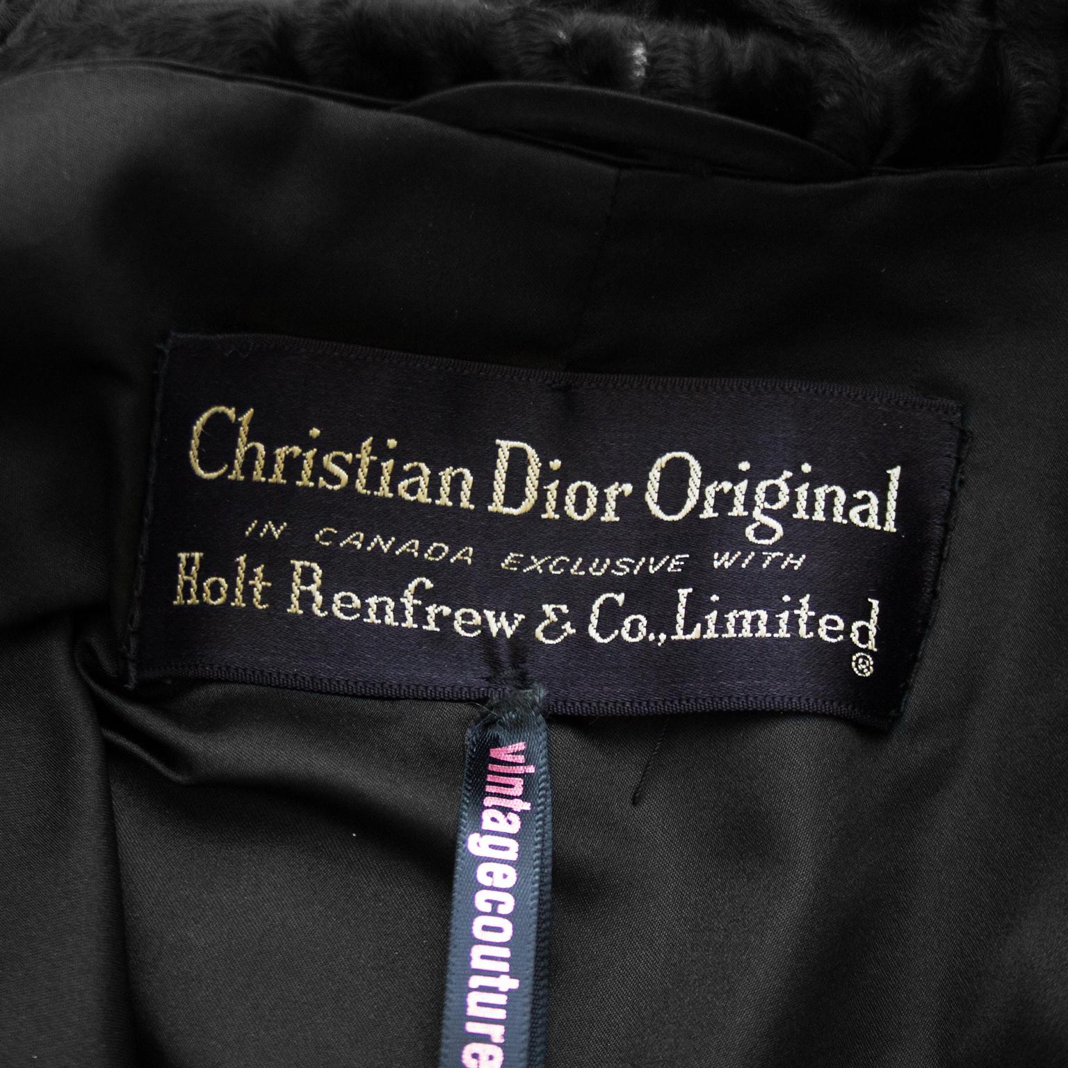 1960s Christian Dior Original Black Broadtail Cropped Jacket For Sale 1