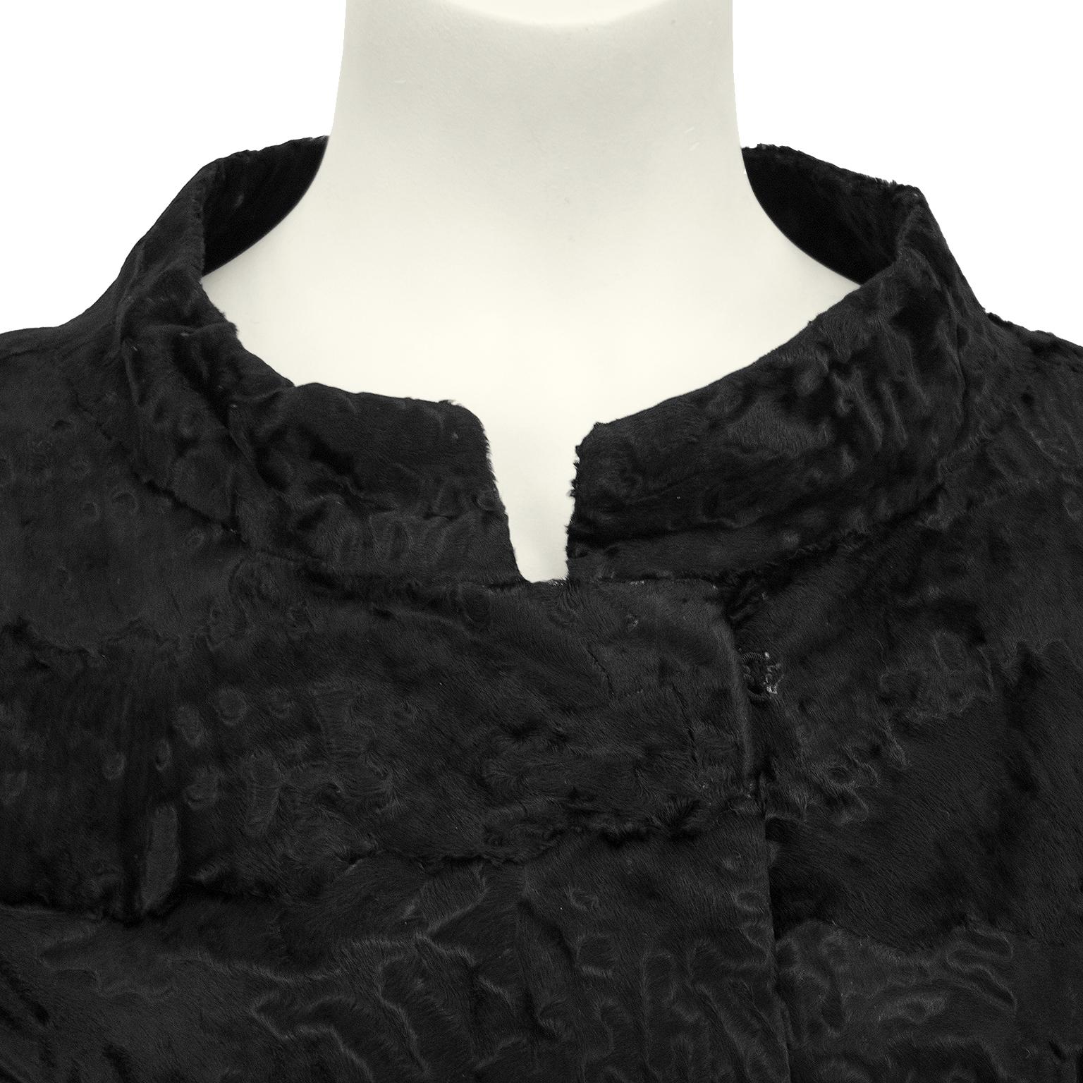 1960er Christian Dior Original Schwarze Broadtail-Cropped-Jacke Damen im Angebot