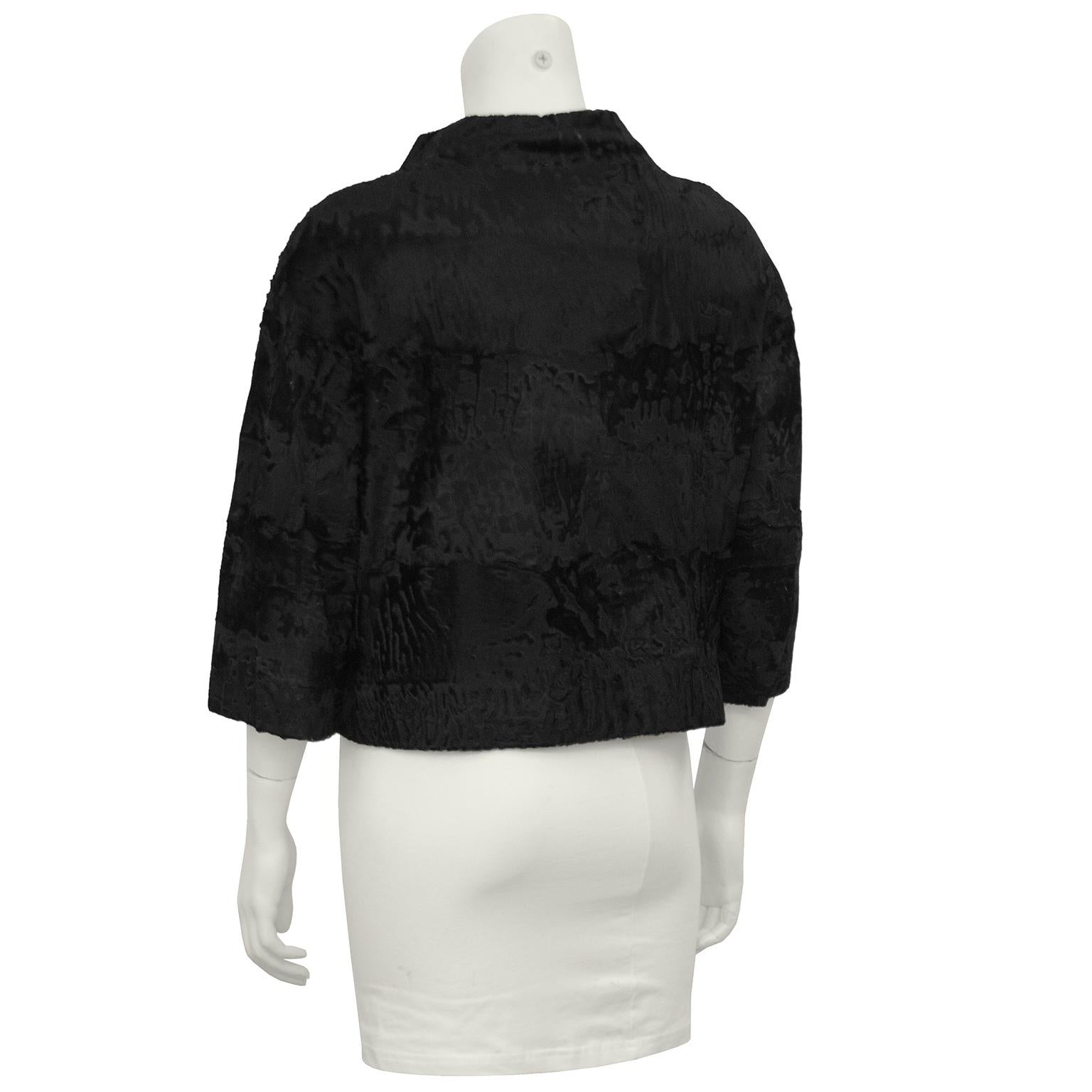 1960er Christian Dior Original Schwarze Broadtail-Cropped-Jacke im Zustand „Gut“ im Angebot in Toronto, Ontario