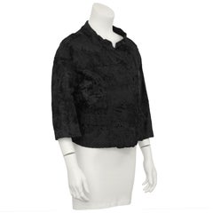 1960s Christian Dior Original Black Broadtail Cropped Jacket