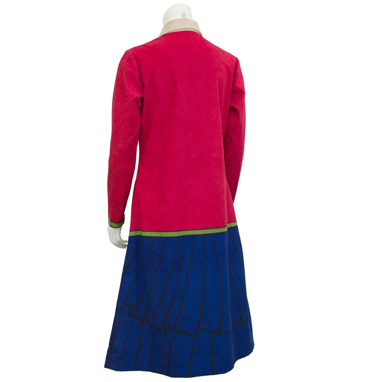 Roberta di Camerino Trompe L'oeil Ultrasuede-Kleid aus den 1960er Jahren (Violett) im Angebot