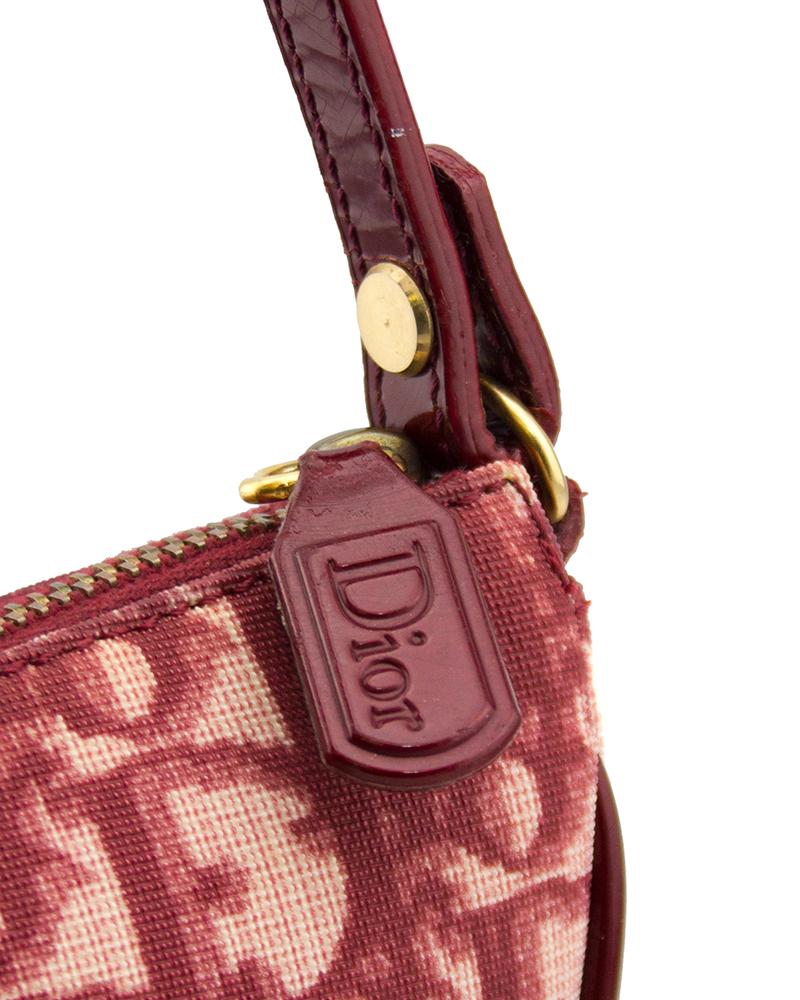 Christian Dior Burgundy Coated Canvas Mini Logo Saddlebag, 1990s  In Excellent Condition In Toronto, Ontario