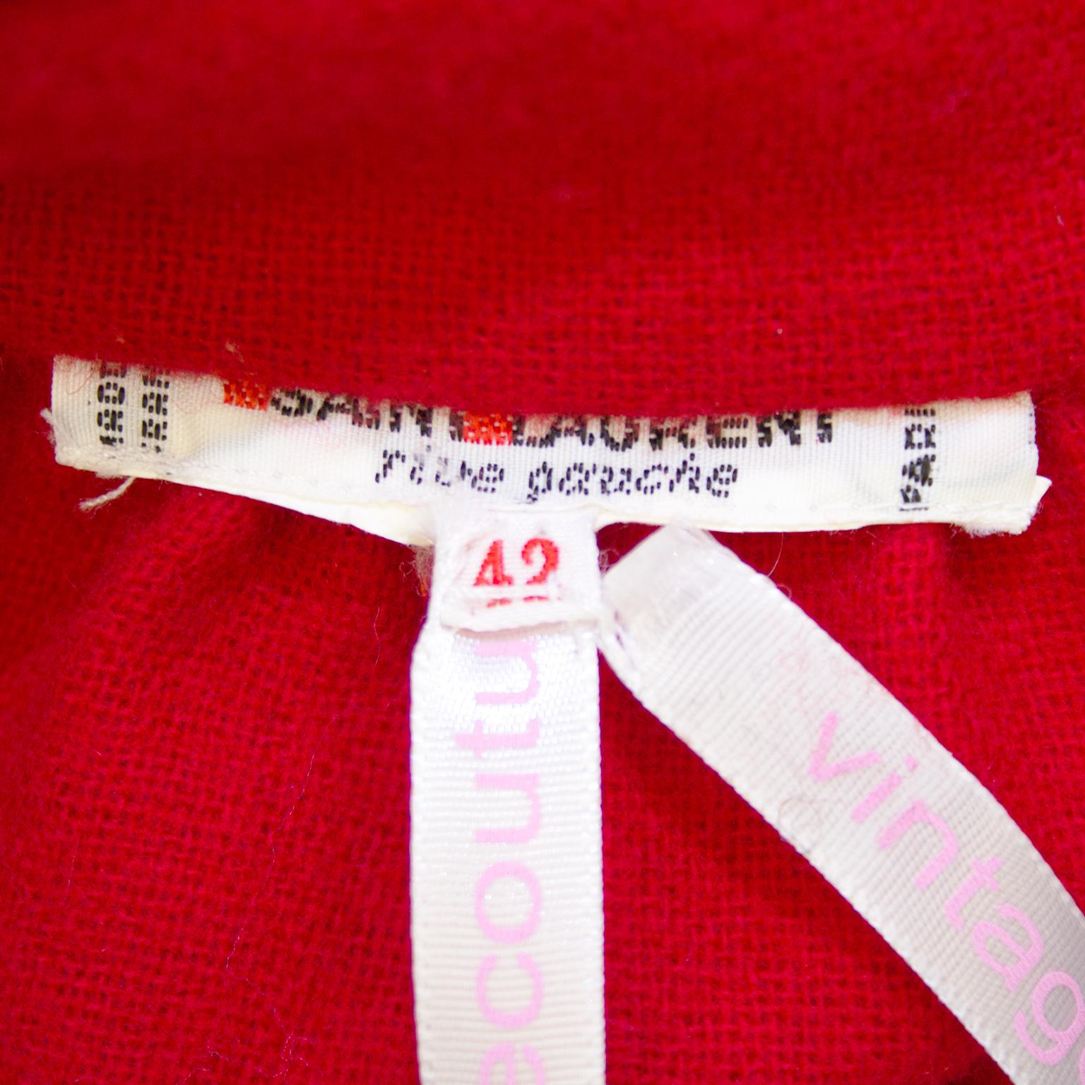 1960s Yves Saint Laurent YSL Red Balloon Sleeve Shirt In Good Condition In Toronto, Ontario