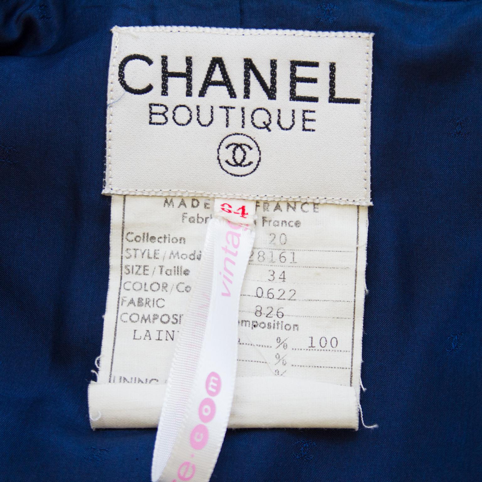 1980's Chanel Deep Blue Military Style Wool Blazer 2