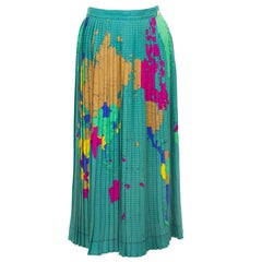 Vintage 1970s Fiorucci World Map Pleated Skirt