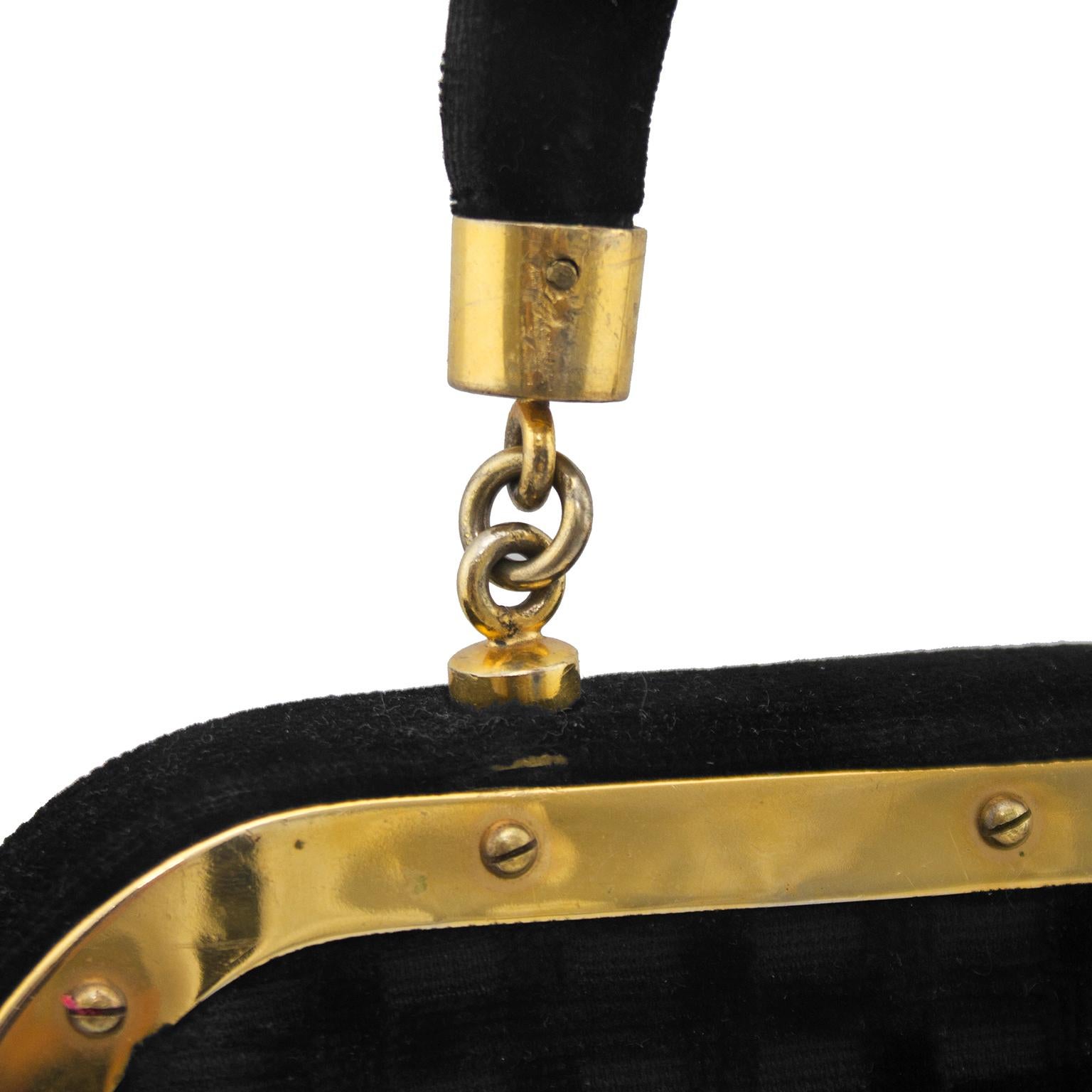 1960 Roberta di Camerino Black Velvet Handbag 2