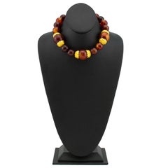 Early 1980s KJL Faux Amber Oversized Bead Necklace
