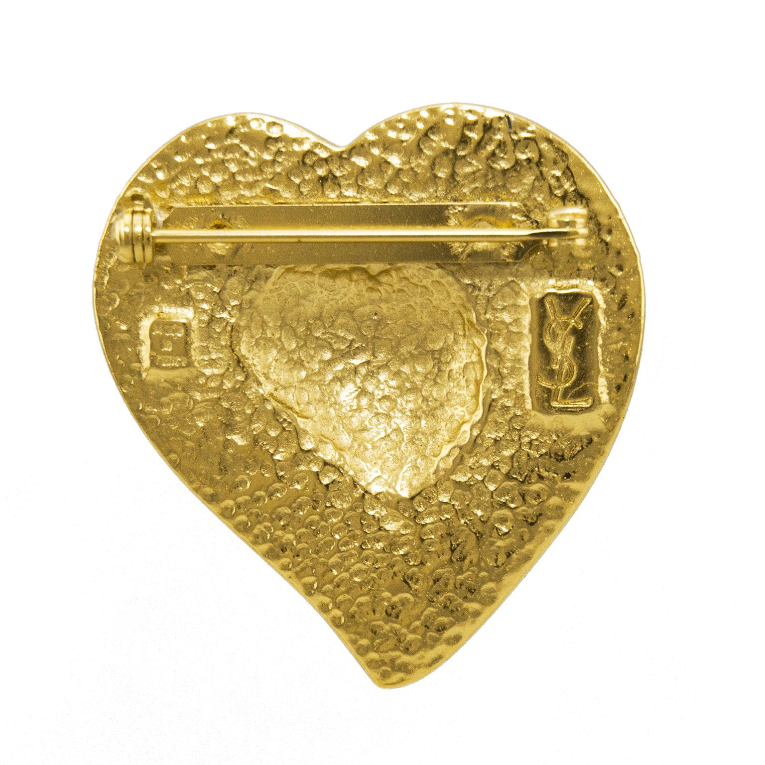 1980s Yves Saint Laurent Heart Pin In Excellent Condition In Toronto, Ontario