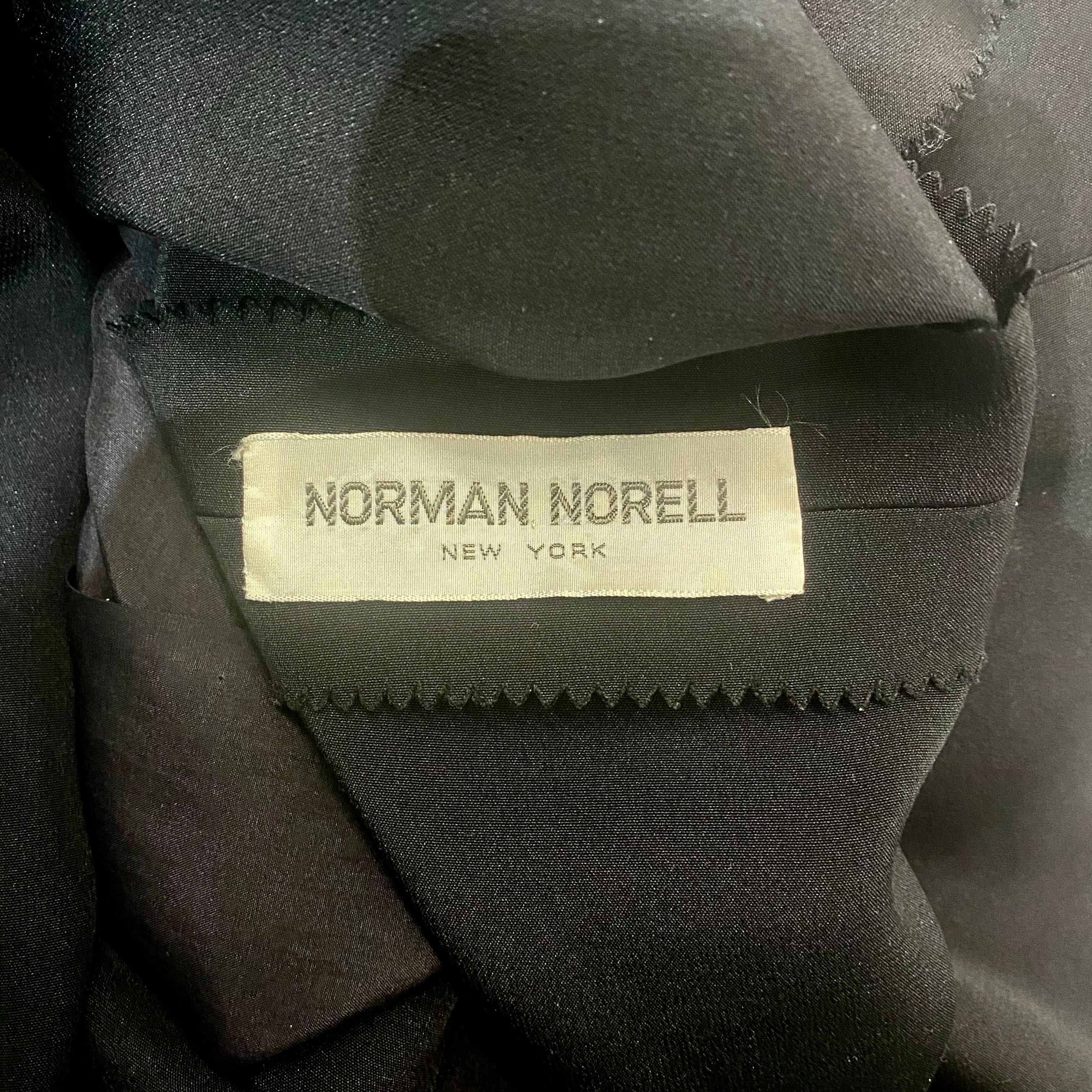 1960's Norman Norell Black Silk & Rhinestone Drop Waist Dress 3