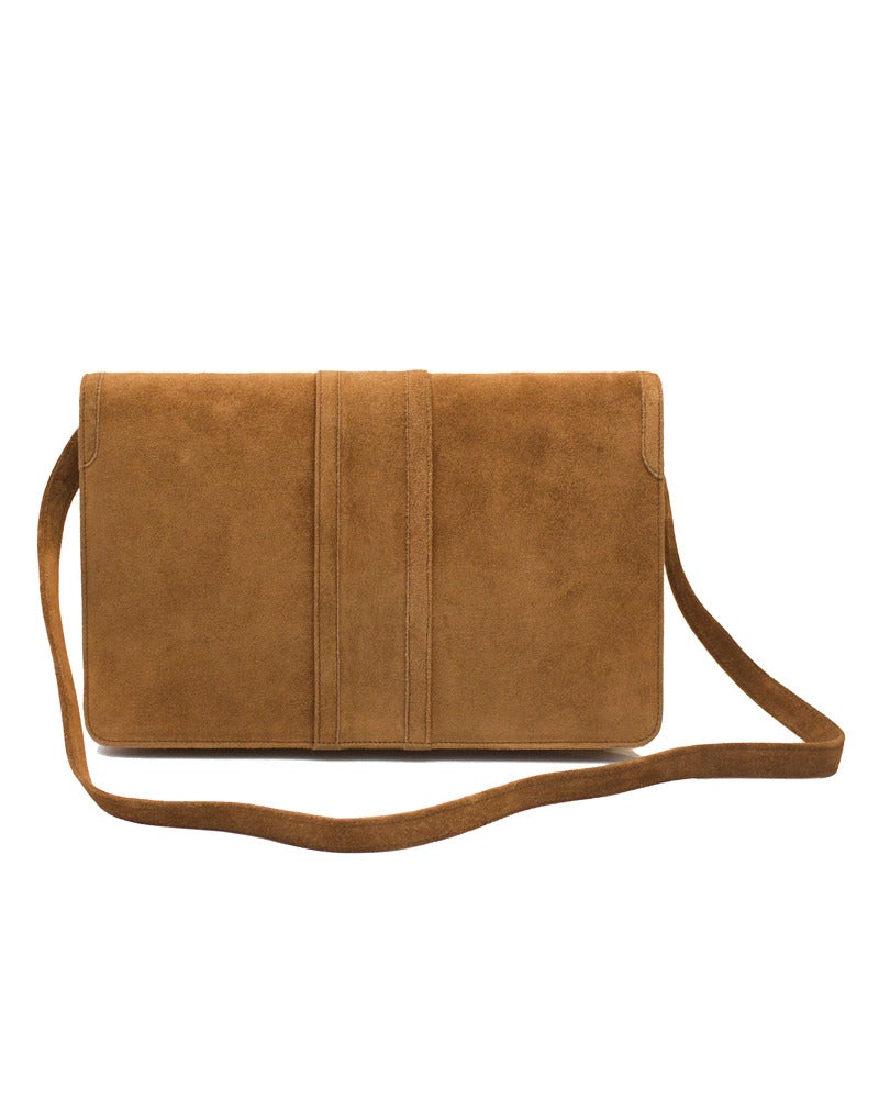 brighton backpack purse leather - 1960s Hermes Taupe Suede Clutch For Sale at 1stdibs
