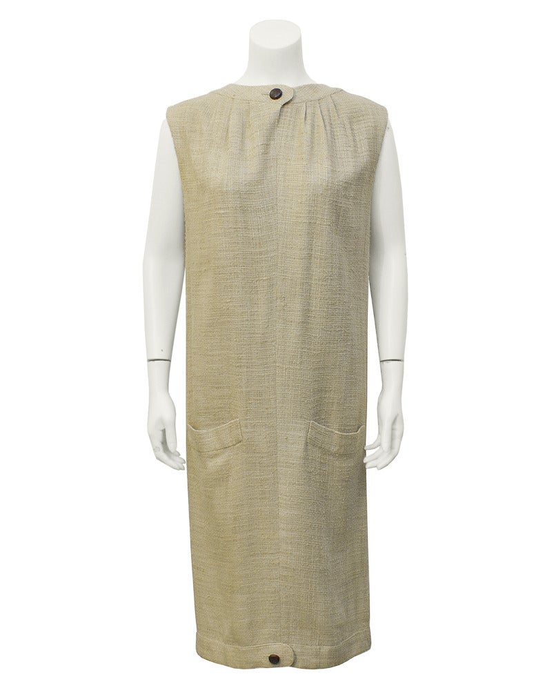 Beige 1960's Simonetta Natural Linen Dress For Sale