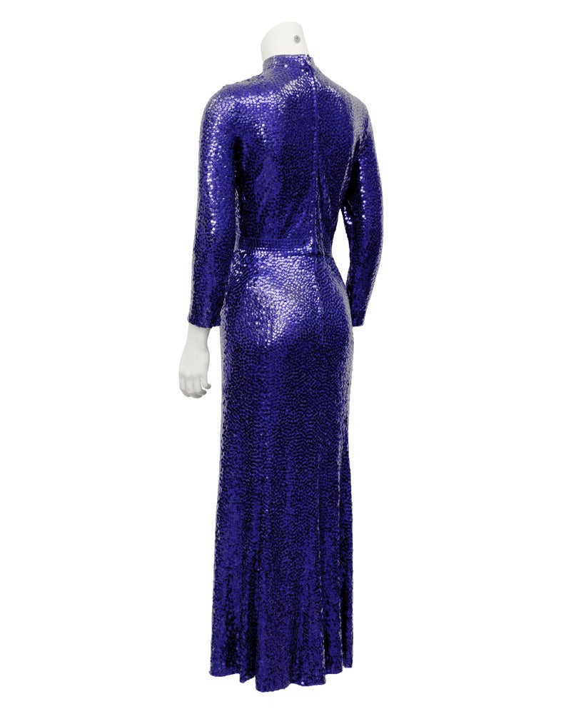 1960s Norman Norell Blue Mermaid Sequin Gown at 1stDibs