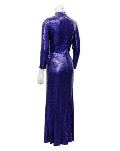 1960s Norman Norell Blue Mermaid Sequin Gown