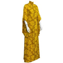 1960's Annacat Yellow floral maxi dress 5